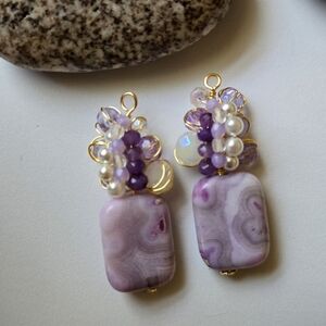 Chic Gold and Purple Gemstone Earrings